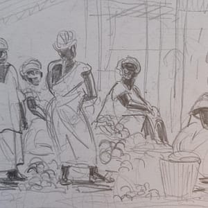 Le marché de Zighinchor - Format : 21 x 29,7