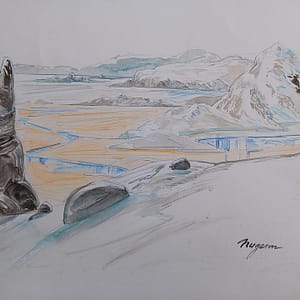 Oued en hiver - Format 29,7 x 21