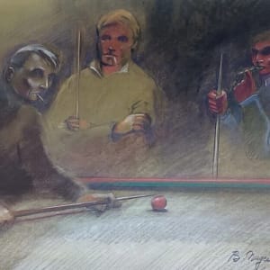Partie de billard - Format 55 x 45 cm