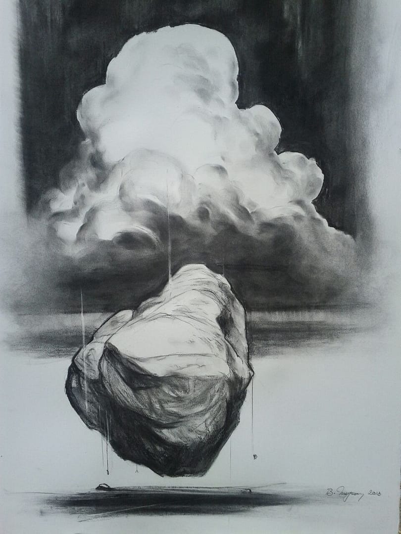 Le roc tombé - Format 80 x 55