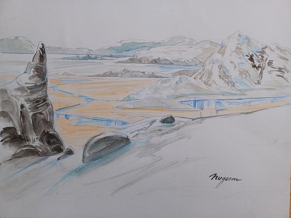 Oued en hiver - Format 29,7 x 21